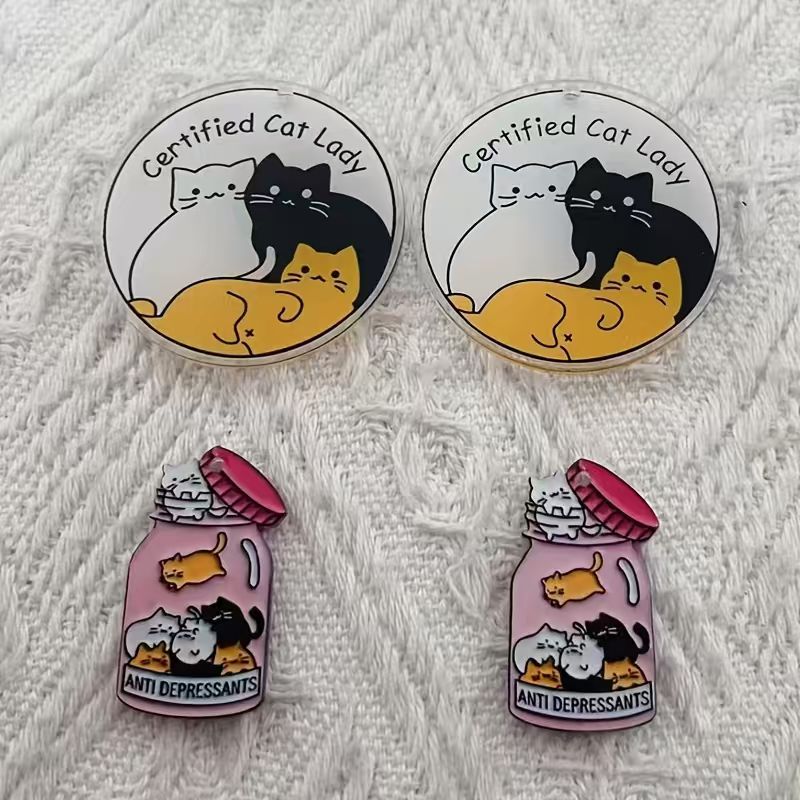Jewelry Making Birthday Party - 10pcs acrylic cute cat pendant, DIY