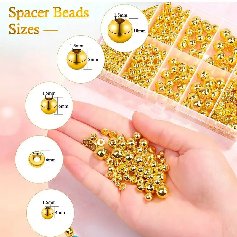 Jewelry Making Online - 1000pcs Golden Spacer Beads Kit CCB