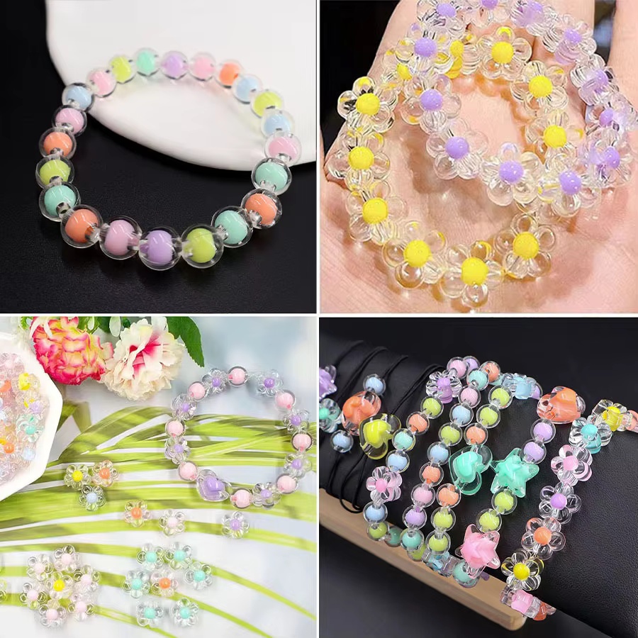 174pcs/Box Heart Acrylic Beads - Jewelry Making Kit For Kids 评论和价格