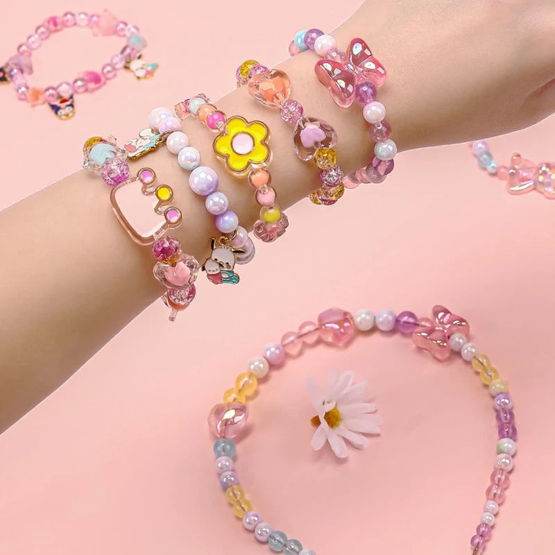 174pcs/Box Heart Acrylic Beads - Jewelry Making Kit For Kids 评论和价格