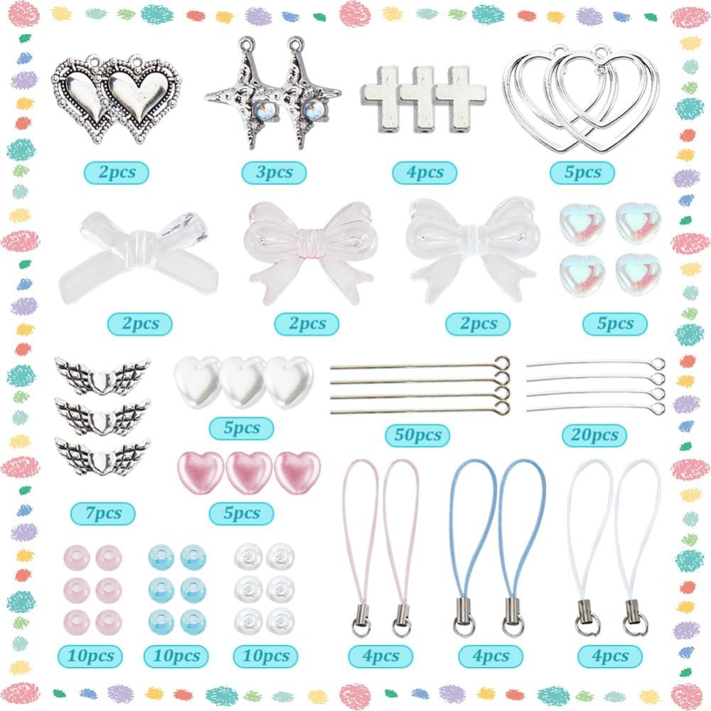 154Pcs DIY 8 Sets Phone Charm  - Jewelry Making Course 评论和价格