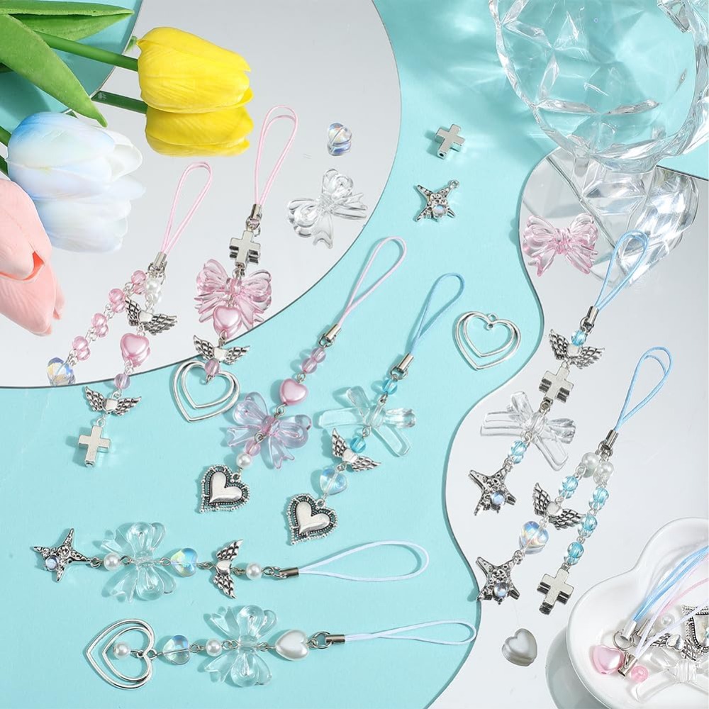 154Pcs DIY 8 Sets Phone Charm  - Jewelry Making Course 评论和价格